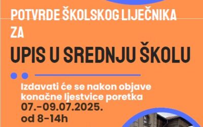 Obavijest za roditelje i učenike osmih razreda